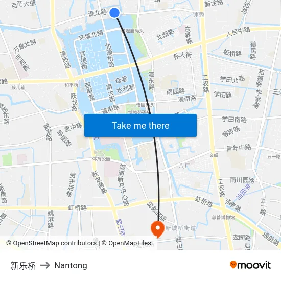 Xinle Bridge to Nantong map
