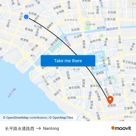 West Changping Road & Yongtong Road to Nantong map