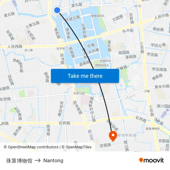 Abacus Museum to Nantong map