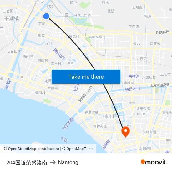 National Road 204 Rongsheng Road South to Nantong map