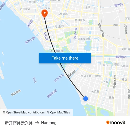 Xinkai South Road Jingxing Road to Nantong map