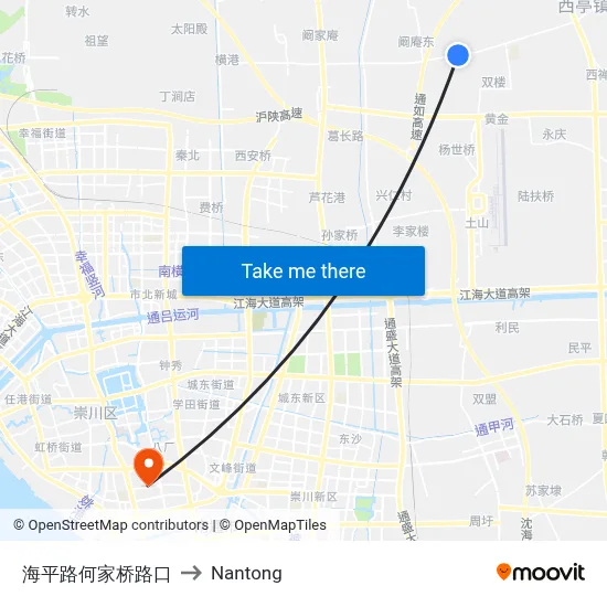 Haiping Road-Hejiaqiao Intersection to Nantong map