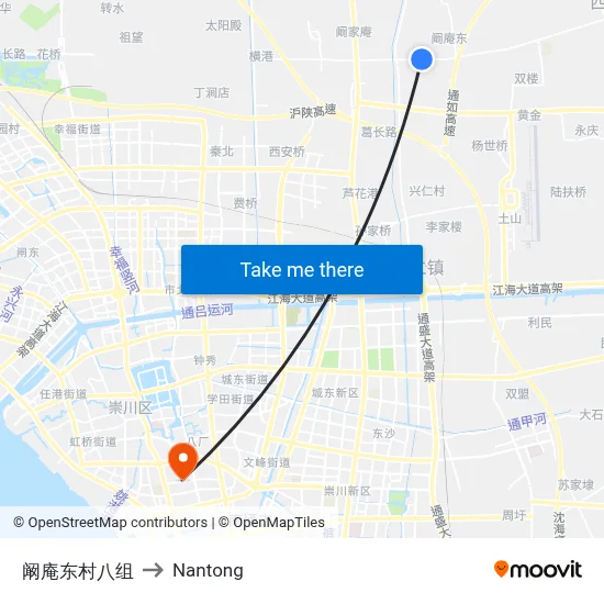 Kan'an East Village Group 8 to Nantong map