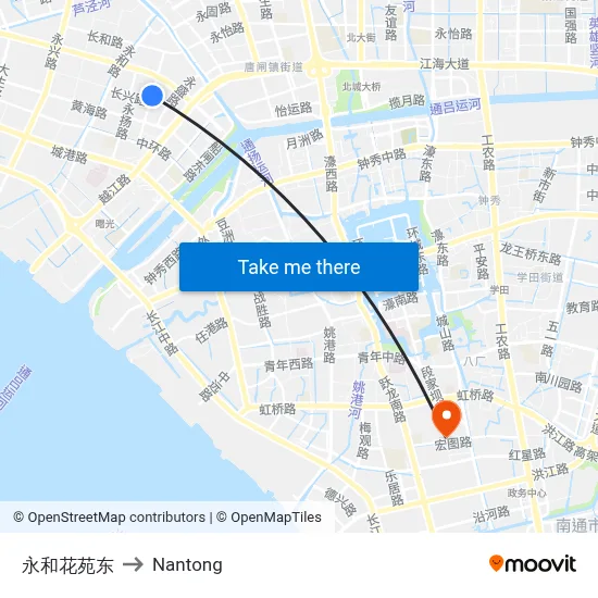 East of Yonghe Garden to Nantong map