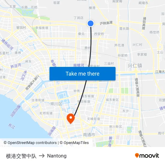 Henggang Traffic Police Squad to Nantong map