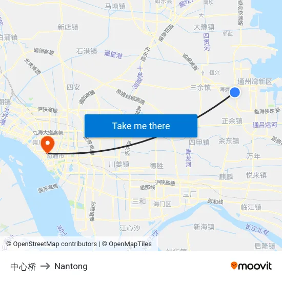 Central Bridge to Nantong map