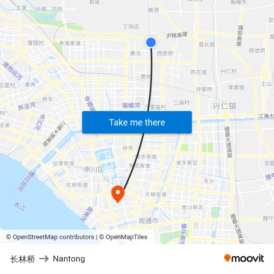 Changlin Bridge to Nantong map