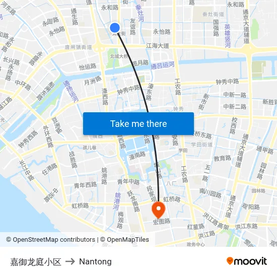 Jiayulong Court Complex to Nantong map