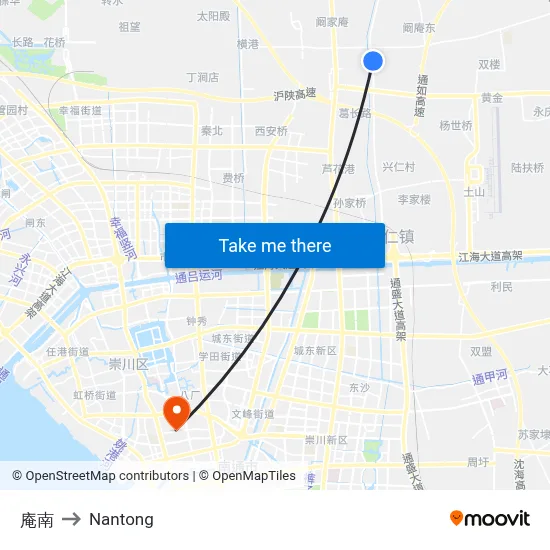 An Nan to Nantong map
