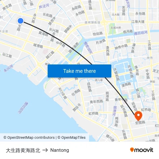 North of Dasheng Road Huanghai Road to Nantong map