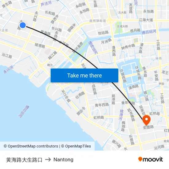 Huanghai Road Dasheng Road Exit to Nantong map