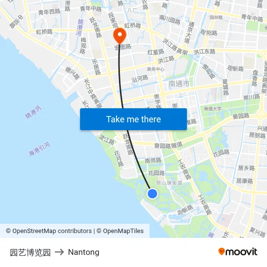 Horticulture Expo Park to Nantong map