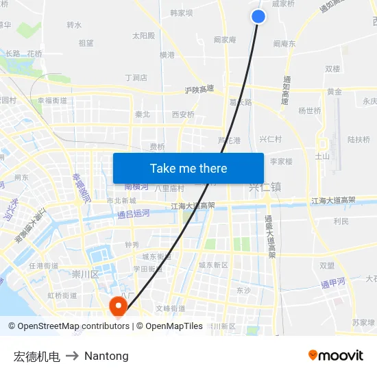 Hongde Machinery to Nantong map