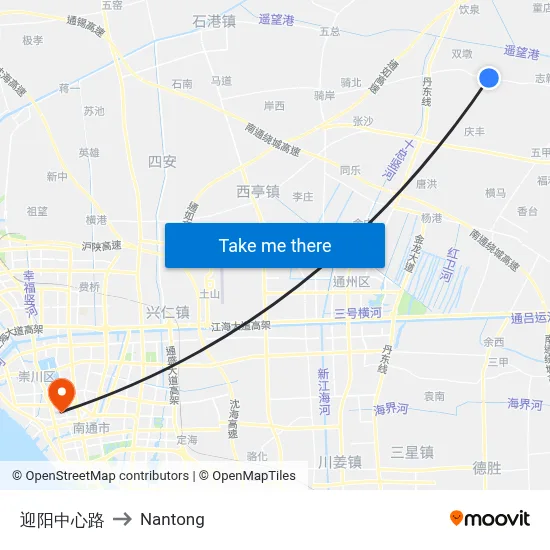 Yingyang Central Road to Nantong map