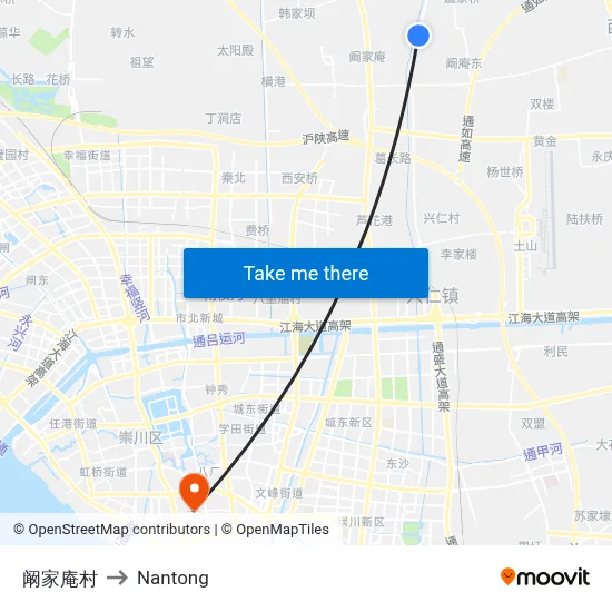 Kan Family Village to Nantong map
