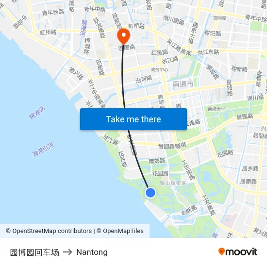 Garden Expo Park Terminal to Nantong map
