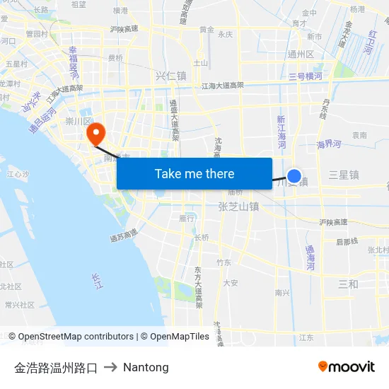Jinhao Road Wenzhou Road Intersection to Nantong map