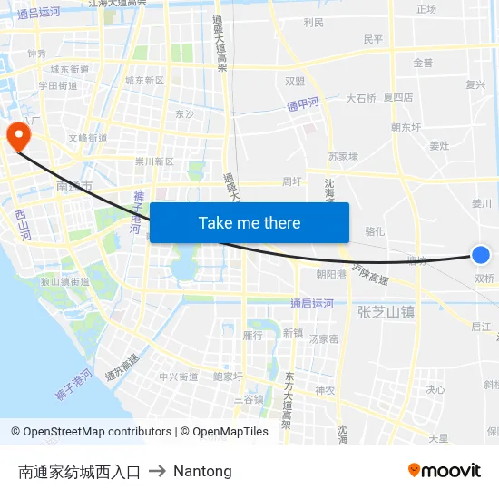 Nantong Home Textile City West Entrance to Nantong map