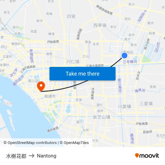 Water Pavilion Flower City to Nantong map