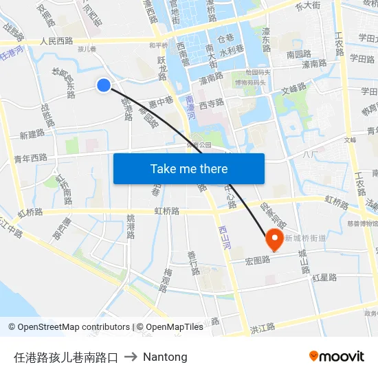 Rengang Road & Haier Xiang South Intersection to Nantong map