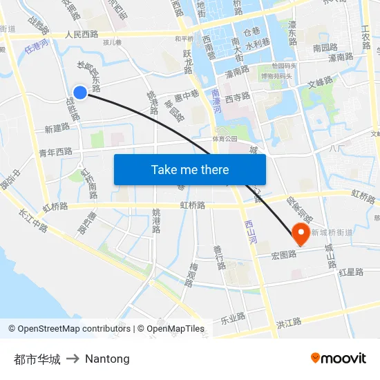 Urban Huacheng to Nantong map