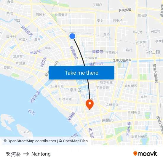 Vertical River Bridge to Nantong map