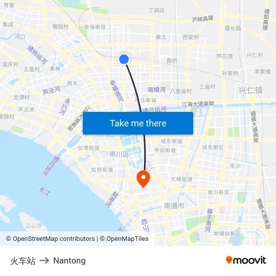 Train Station to Nantong map