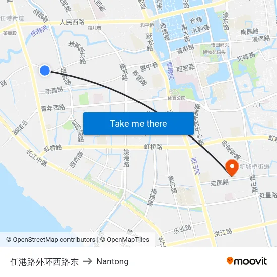 Rengang Road - Outer Ring West Road East to Nantong map