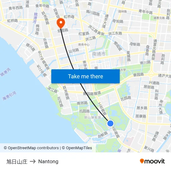 Xuri Villa to Nantong map