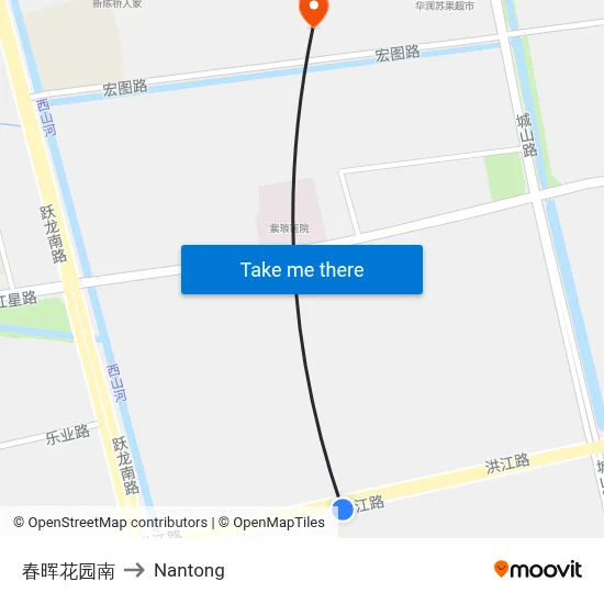 Chunhui Garden South to Nantong map