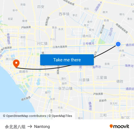 Yubei Group 8 to Nantong map