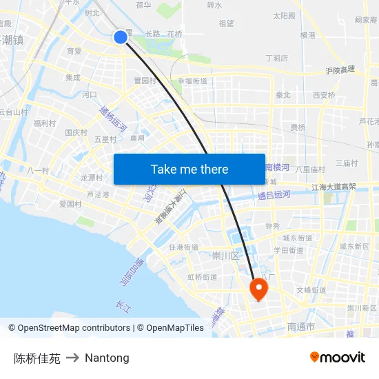 Chenqiao Jiayuan to Nantong map