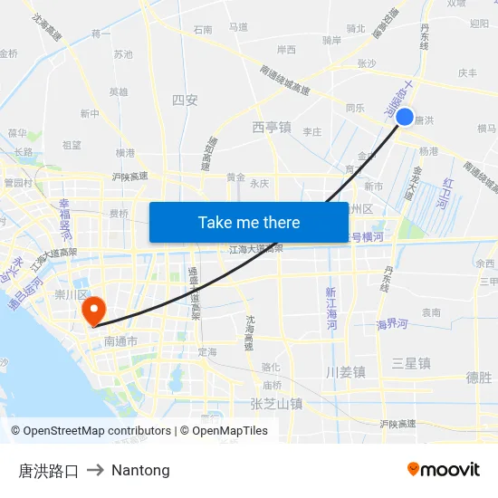 Tanghong Intersection to Nantong map