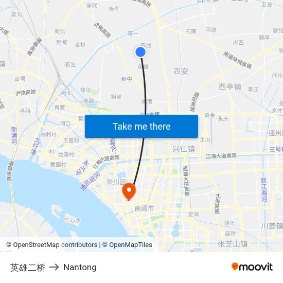 Hero Second Bridge to Nantong map