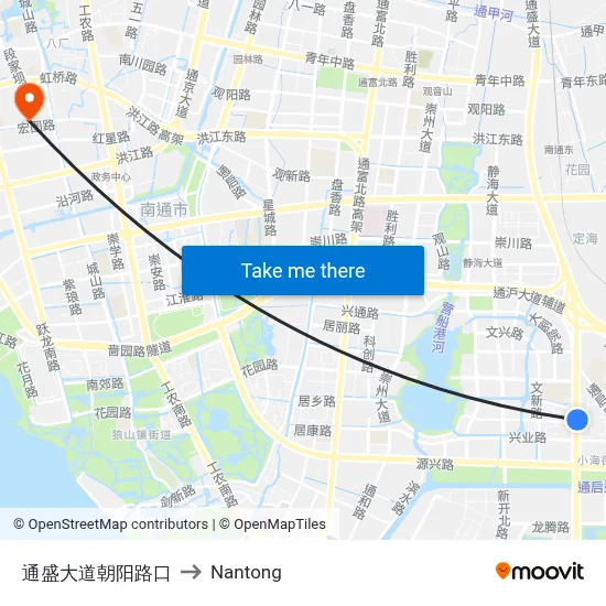 Tongsheng Avenue & Chaoyang Road to Nantong map