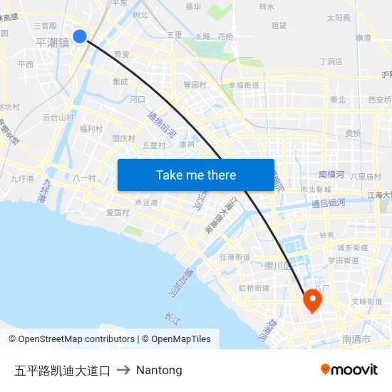 Wuping Road & Kaidi Avenue Intersection to Nantong map