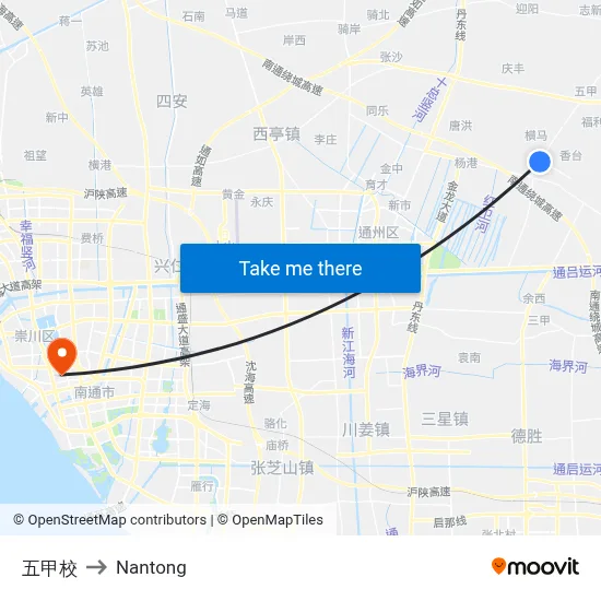 Wujia School to Nantong map