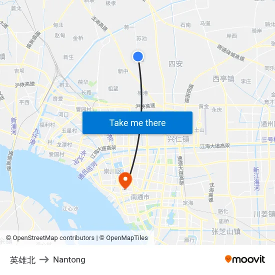 Hero North to Nantong map