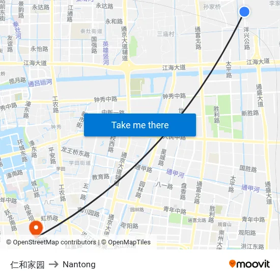 Renhe Residential Complex to Nantong map