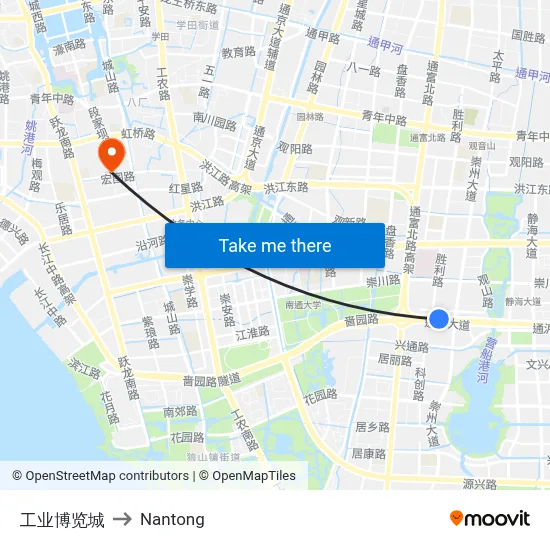 Industrial Expo City to Nantong map