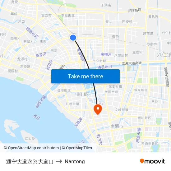 Tongning Avenue - Yongxing Avenue Intersection to Nantong map