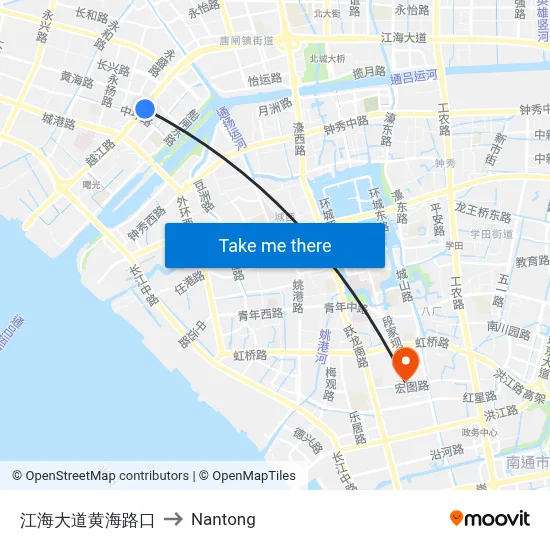 Jianghai Avenue-Huanghai Road Intersection to Nantong map