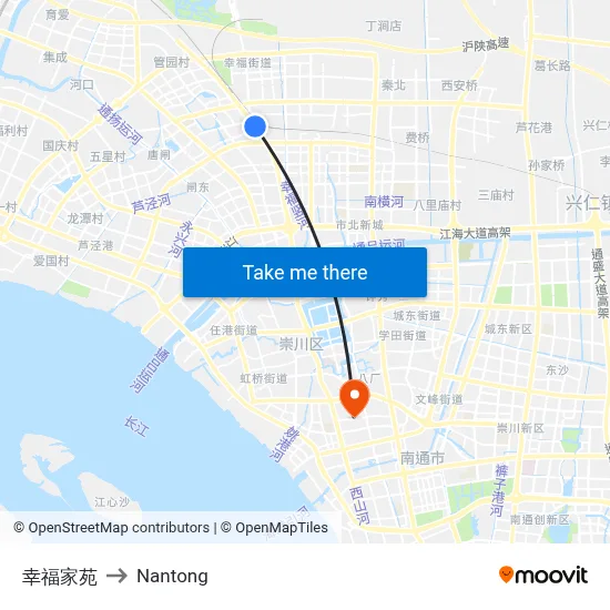 Happy Home Courtyard to Nantong map