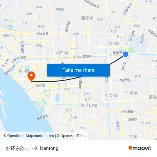 Outer Ring East Intersection to Nantong map