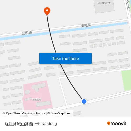 Hongxing Road Chengshan Road West to Nantong map