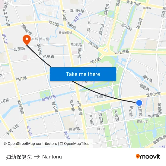 Maternal and Child Health Hospital to Nantong map