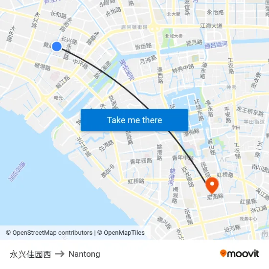 West of Yongxing Garden to Nantong map
