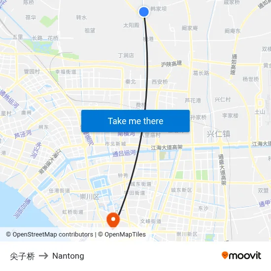 Jianzi Bridge to Nantong map