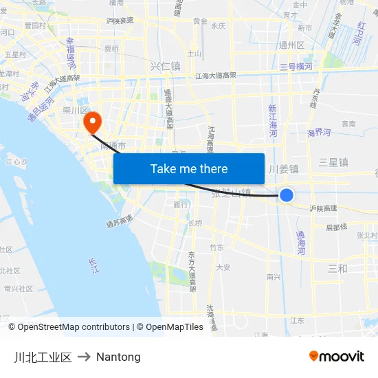 Chuanbei Industrial Zone to Nantong map