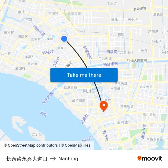 Changtai Road & Yongxing Avenue to Nantong map